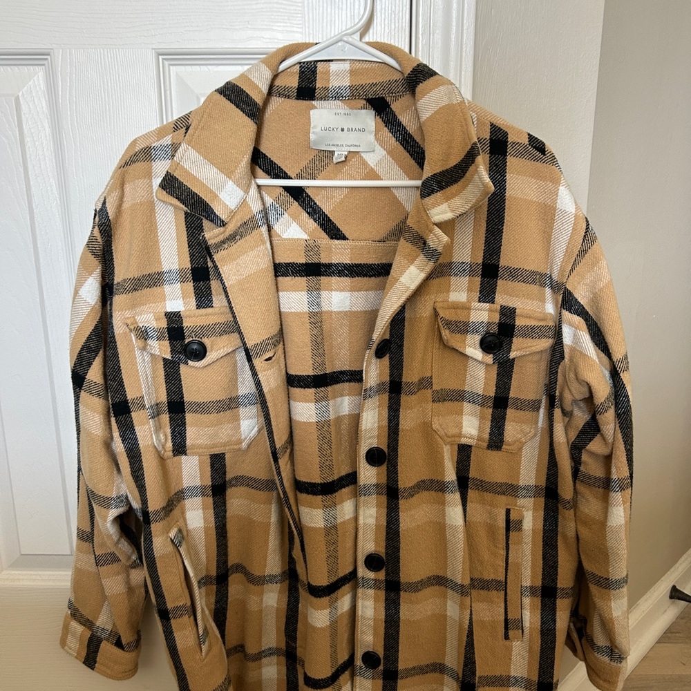 Lucky Brand Tan Plaid Utility Jacket